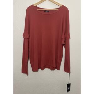 NWT Michael Lauren Size Large Rose Quartz Pullover Long Sleeve W/ Ruffles Casual